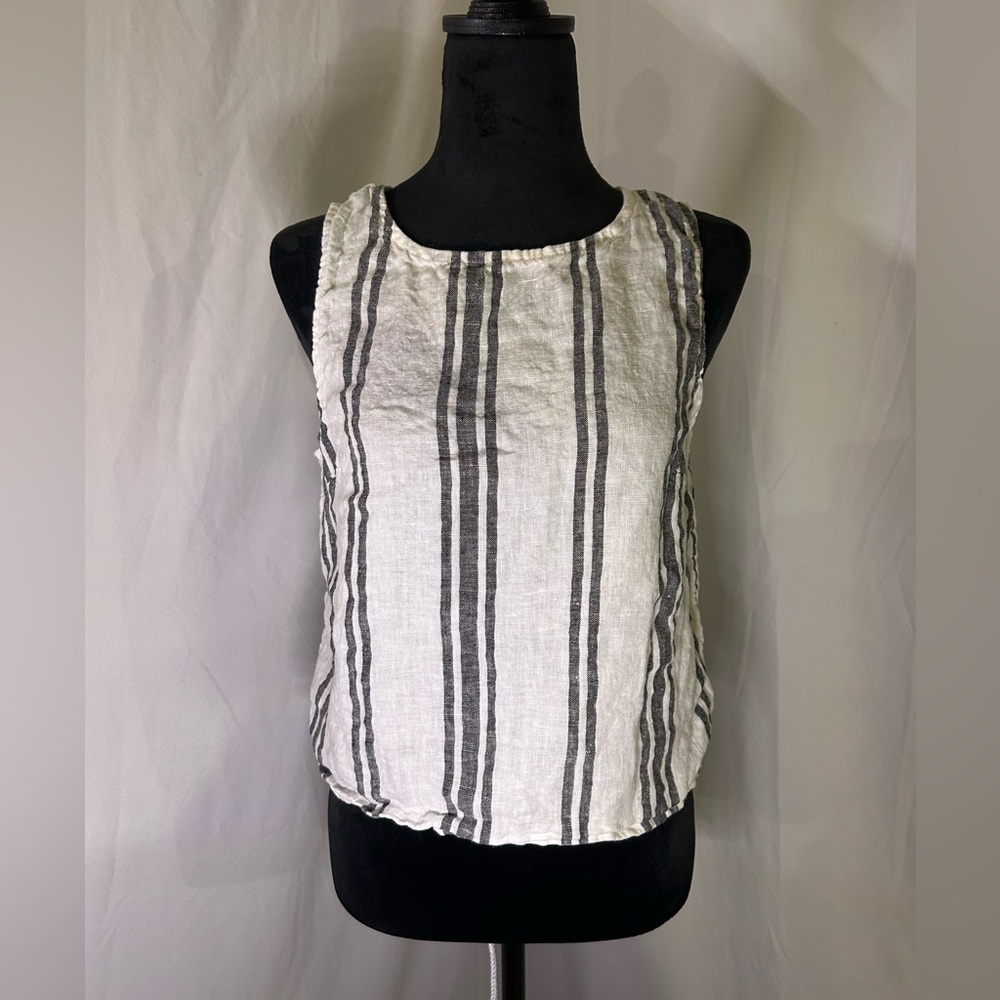 C&C California Striped Sleeveless Top linen top cropped beach vibes